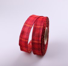 Kostkovaná stuha s metaloplastem a s drátkem v okrajích 2,5cm/25m