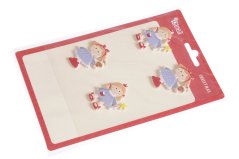 Dekorace dřevěné nálepky holčičky 3 x 3,5 x tl. 0,2 cm - 4ks