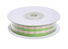 Tkaná stuha s potiskem 1,5cm/10 yd - zelená/bílá