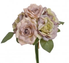 Růže s listy, svazek 5 stonků, dl. 23 cm, barva 163