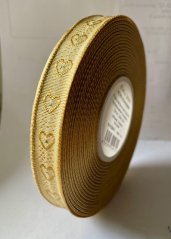 Plátnová stuha se vzorem, metaloplastem a drátem 1,5cm/25m