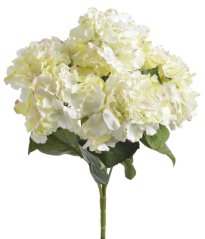 Kytice umělých hortenzií s 5 květy a listy, květ Ø 15cm, dl.celkem 48cm