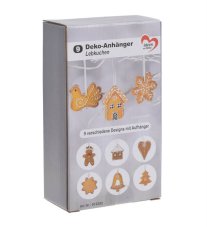 Vánoční zdobené perníčky závěs 5,8 - 7,8 cmL x 0,5 cmW x 5,5 - 6,9 cmH - 9ks