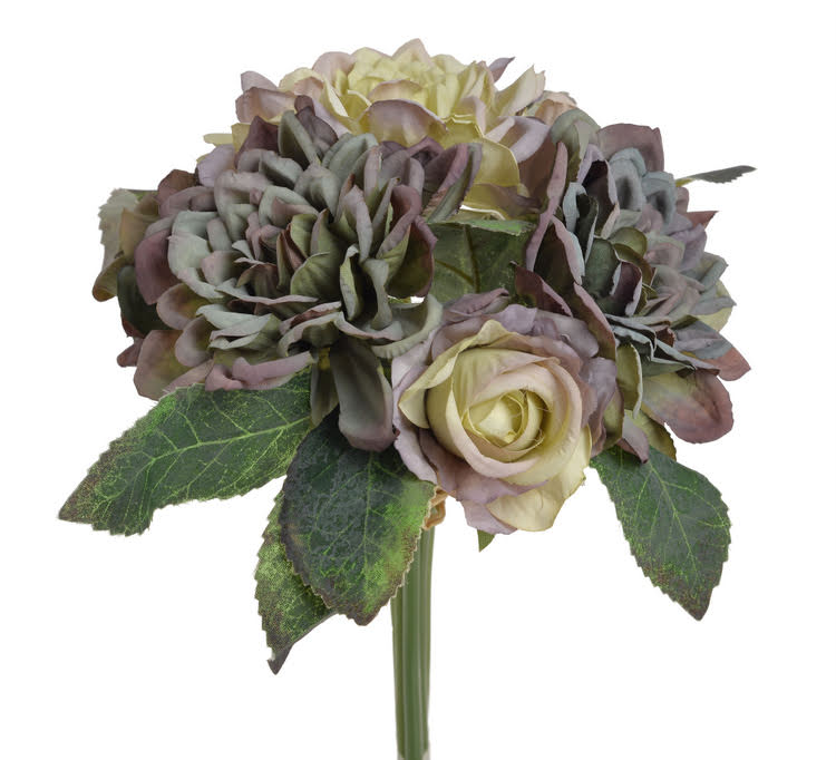 Kytice umělých růží s poupaty a listy s listy dl.24cm