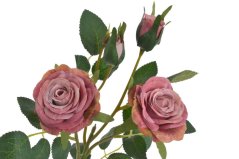 Umělá rozkvetlá růže 2 květy + 2 poupata,  květ Ø 6,5cm, dl.49cm
