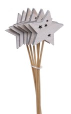 Vánoční dekorace hvěždy zápich 7cm/35cm - 6ks