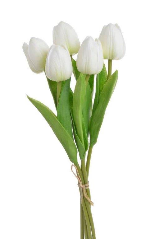 Svazek pěnových tulipánů s listy dl. 32cm - 5ks