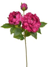 Umělá pivoňka s 2květy a poupětem, květ Ø14 a 10cm, celková dl.55cm