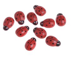 Dekorace dřevěné berušky na přílepkách vel. 3cm  - 10ks