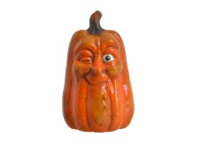 Keramická dýně s obličejem oranžová 14,5 cm