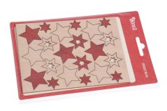 Dekorace dřevěné nálepky hvězdičky 1,5 , 2 a 2,5 cm tl.2 mm - 48ks
