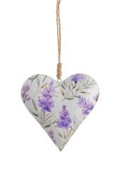 Dekorace plechové 3D srdce s květy - závěs
