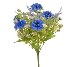 Umělá kytice  s chrpami a doplňky dl. 36cm