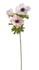 Umělý anemon 2 květy s listy - květ Ø 9 cm, dl. celkem 56 cm