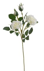 Umělá rozkvetlá růže 2 květy + 2 poupata,  květ Ø 6,5cm, dl.49cm