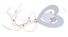 Dekorace dřevěné vykrojené srdce s ptáčkem - závěs 12cm