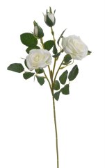 Umělá rozkvetlá růže 2 květy + 2 poupata,  květ Ø 6,5cm, dl.49cm