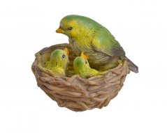 Dekorace figurky ptáček sedící na hnízdě 9cmLx7cmWx8,5cmH