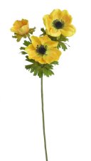 Umělý anemon 2 květy s listy -  květ Ø 9 cm, dl. celkem 56 cm