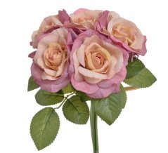 Růže s listy, svazek 5 stonků, dl. 23 cm, barva 5398