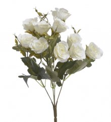 Kytice umělých růžiček s doplňky a listy, květ Ø 3cm/dl. celkem 30cm