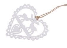 Vánoční dekorace srdce s ornamentem jelenů 15cm - závěs