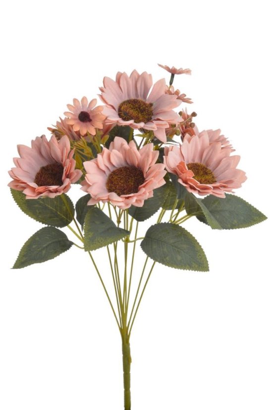 Kytice umělých květů s doplňky a listy květ Ø 9cm dl. 48cm