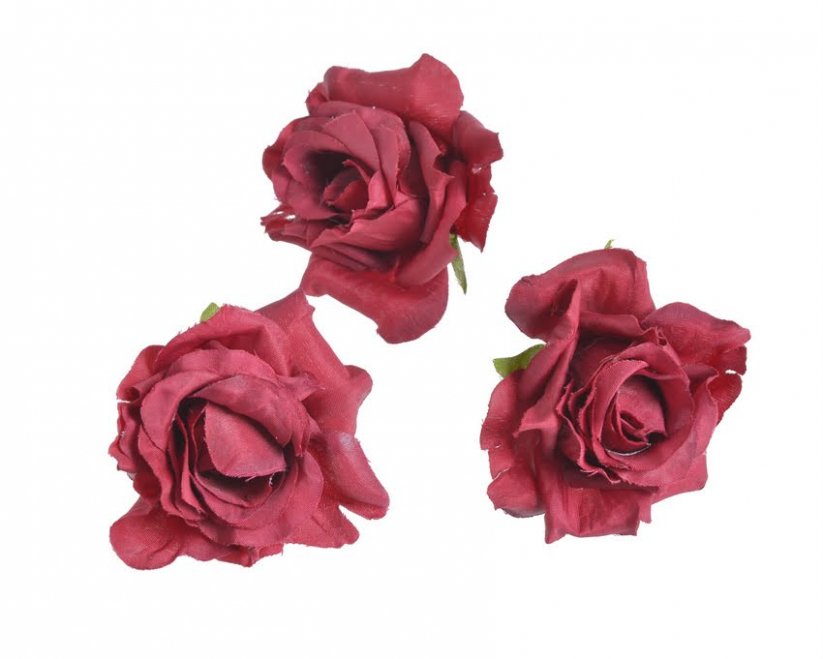 Malá hlavička umělé polorozvité růže Ø 6cm - 12ks