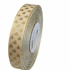 Plátnová stuha se vzorem a drátkem 15mm/25m