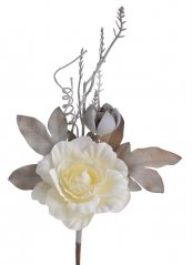 Zápich umělé růže s přízdobami, květ Ø 8cm, zápich celkem 25cm _02