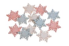 Vánoční dekorace dřevěná vločka 4cm různé barvy - 12ks