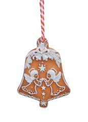 Vánoční dekorace zvonek jako z perníku 6,7cmlx1cmWx8,7cmH - závěs