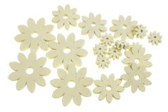 Dřevěné výseky ve tvaru  kvítek 4-8cm - 18ks