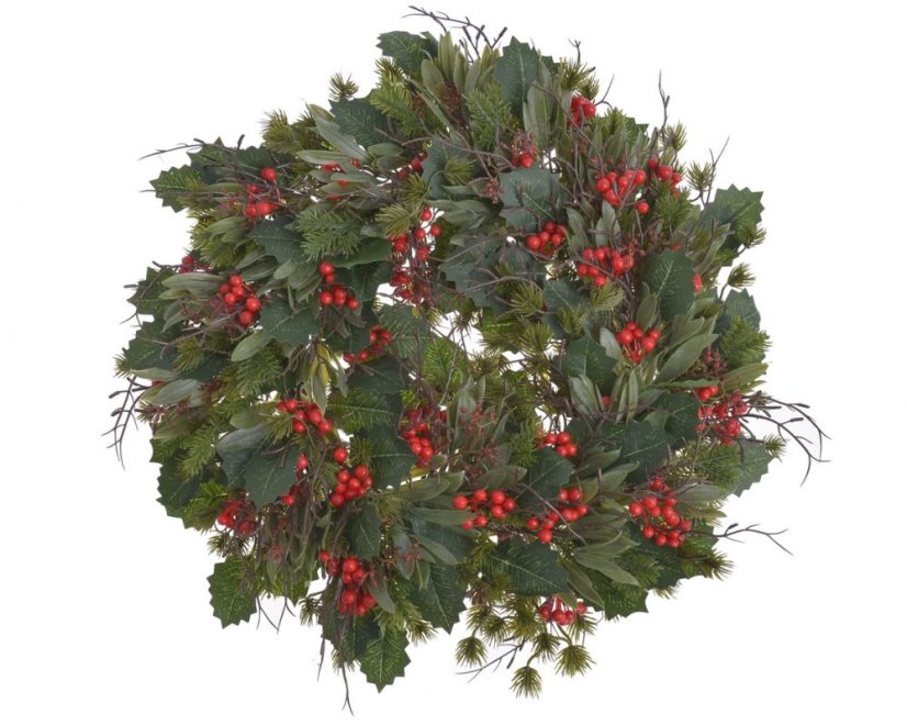 Umělý věnec z různých druhů větviček a cesmíny Ø 45cm
