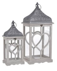 Dekorativní dřevěné lampy 20cmLx15cmWx44cmH, 28cmLx23cmWx63cmH - set 2ks