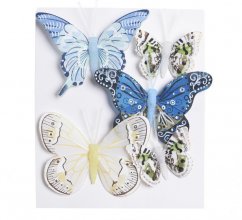 Dekorační textilní motýlek na klipu, různé druhy a velikosti 5cm,8cm - 5 ks