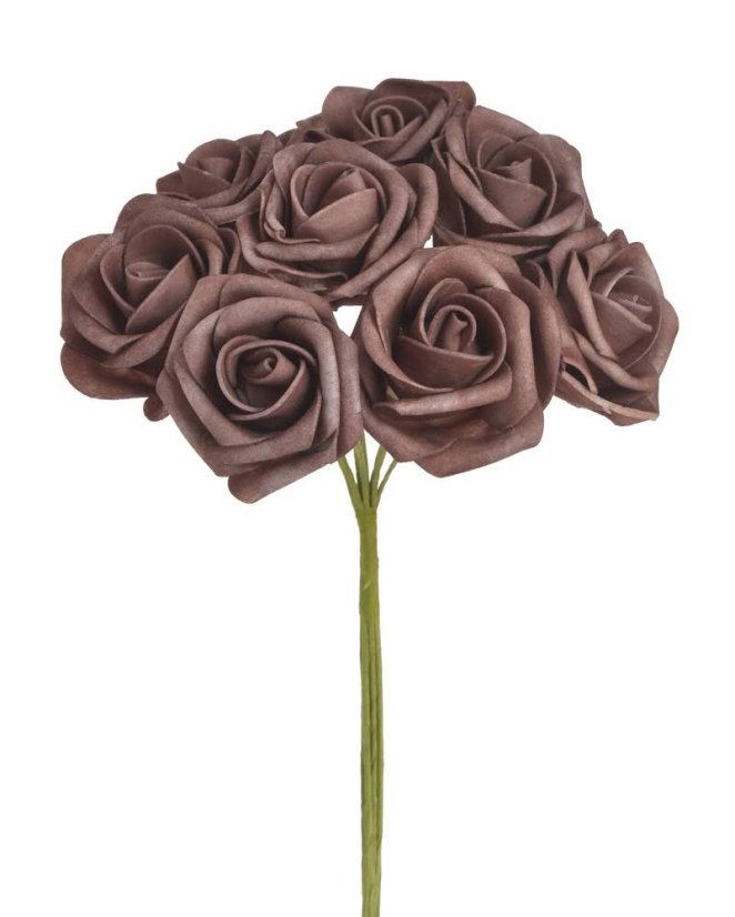 Svazek hlaviček pěnových růží na drátku Ø6cm/dl.25cm - 8ks_211