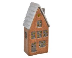 Dekorace svítící LED 2xLR44 keramický domek 7,5cmLx5,5cmWx16.5cmH