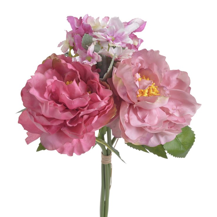 Kytice umělých hortenzií a pivoněk s listy dl. 32cm