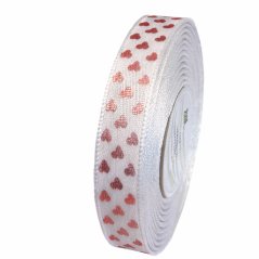 Plátnová stuha se vzorem a drátkem 15mm/25m