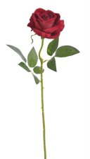 Umělá rozkvetlá velvetová růže hlavička Ø 10cm/ dl. 77cm