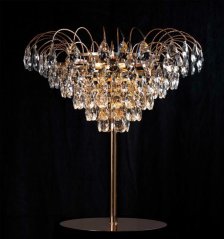 Dobíjecí LED lampa na dál. ovládání, změna barvy teplá/studená, kov/sklo Ø 59cm celkem 63cmH