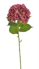 Umělá hortenzie s listy, hlava Ø 25cm, dl.80cm