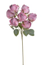 Umělá růže se 7 květy růžová 56 cm