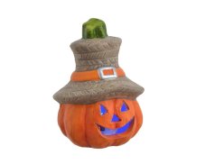 Keramická LED dekorace Dýně s čarodějnickým kloboukem Halloween 10 cm