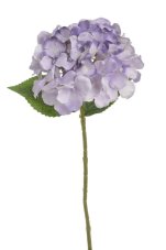 Umělá, středně velká hortenzie na stonku s listy, hlava Ø 14 cm, dl.42 cm
