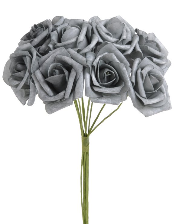 Svazek hlaviček pěnových růží na drátku Ø6cm/dl.25cm - 8ks