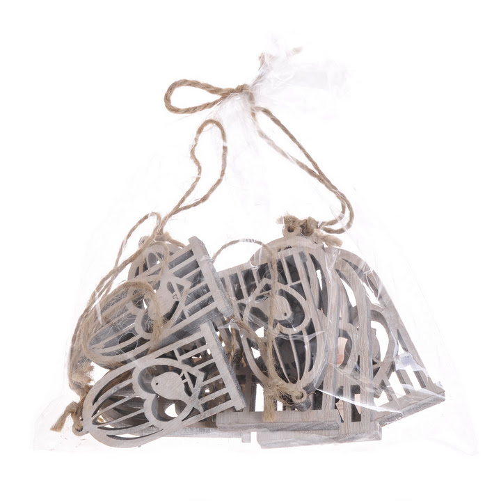 Klec s ptáčkem výsek závěs 5 x 6 cm + 3 x 8  cm - 8 ks