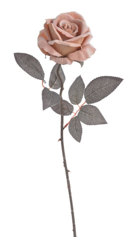 Umělá rozkvetlá velvetová růže, hlavička Ø 9cm/celkem dl. 50 cm