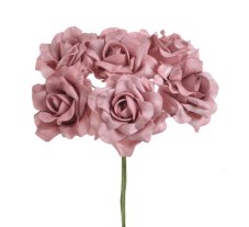 Hlavička pěnové růžičky na drátku Ø 6cm, drátek 25cm - 6ks